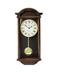 Bedford Clock Collection George 22 Inch Chestnut Wood Chiming Pendulum Wall Clock