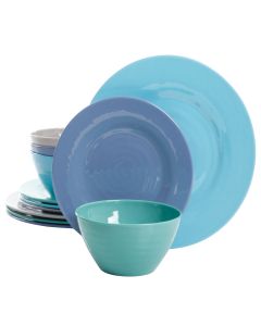Gibson Home Brist 12 Piece Dinnerware Set in 4 Assorted Colors