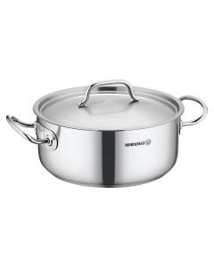 Korkmaz Gastro Proline 4.5 Liter Stainless Steel Low Casserole with Lid in Silver