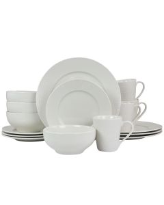 Elama Jasmine 16 Piece Porcelain Dinnerware Set in White