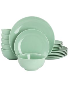 Elama Luna 18 Piece Porcelain Dinnerware Set in Mint