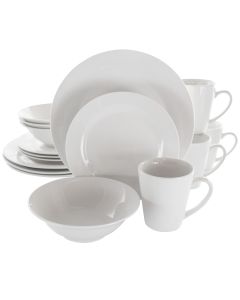 Elama Marshall 16 Piece Porcelain Dinnerware Set in White